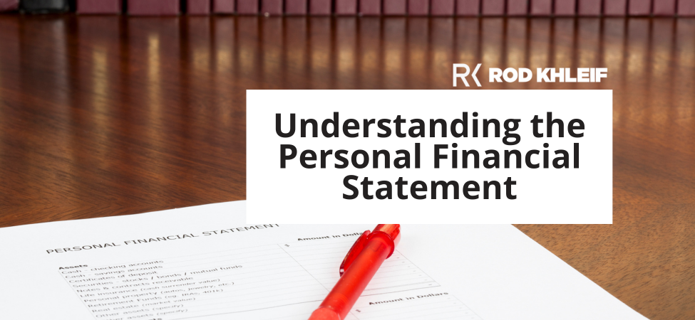 Image of a document that says understanding the personal financial statement.