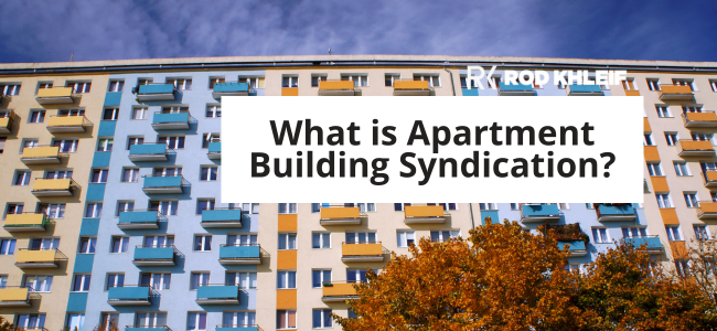picture of an apartment building that says "what is apartment building syndication?"