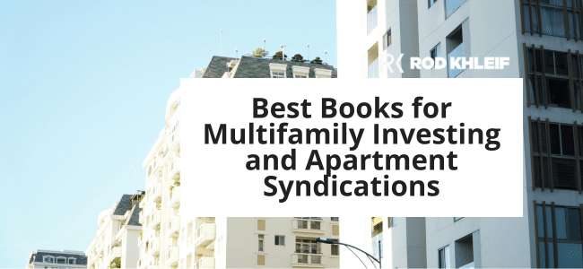 Image of apartment buildings that says Best Books for Multifamily Investing and Apartment Syndications
