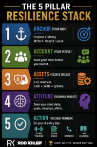 infographic of Rod Khleif's 5 pillar resilience stack. 