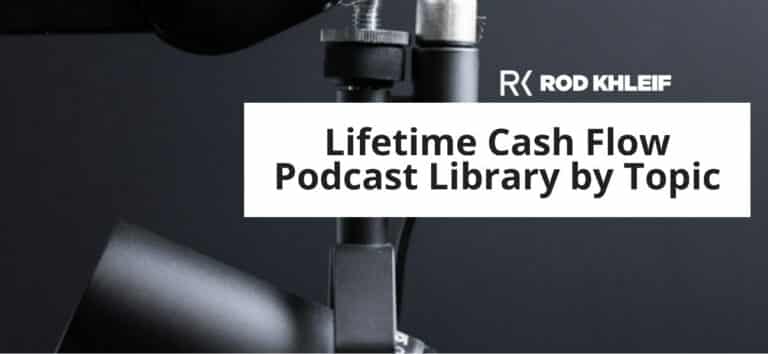 Podcast studio microphone representing the Lifetime Cash Flow Podcast library, Rod Khleif's long running multifamily real estate podcast indexed by topic