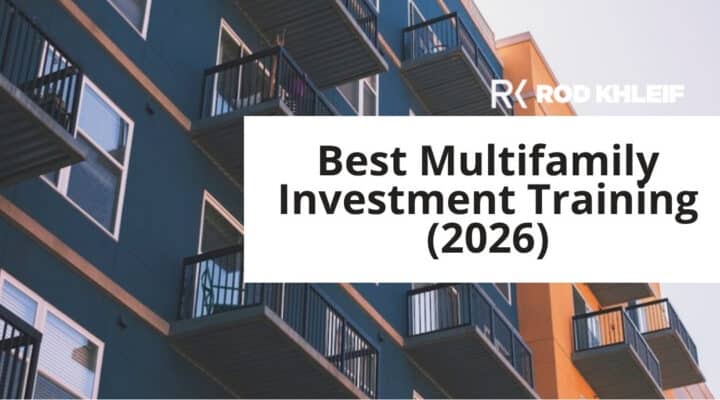 Best multifamily investment training programs for 2026 compared by Rod Khleif with apartment buildings in the background