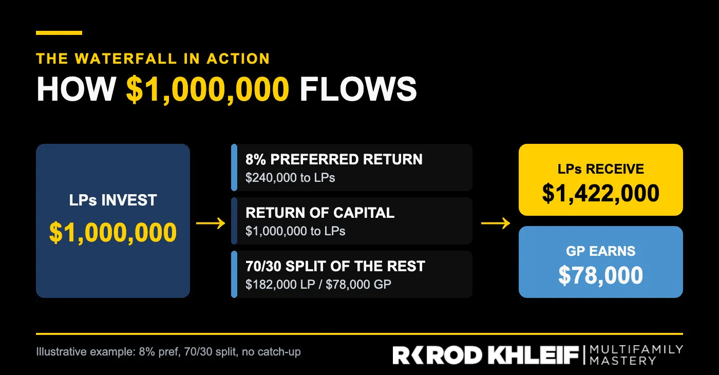 Example of $1,000,000 flowing through a syndication waterfall