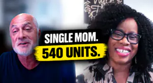 Smiling older man on the left and woman on the right with a black-and-yellow banner reading 'Single Mom. 540 Units.'