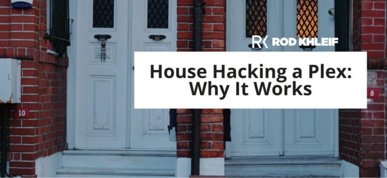 House hacking a plex shown as a red brick duplex with two front doors