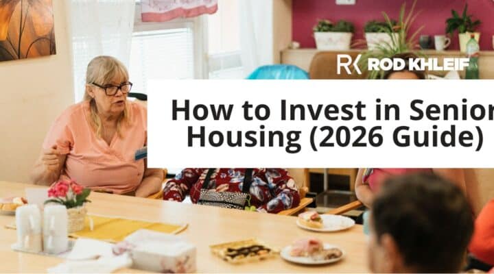 How to invest in senior housing shown as residents and caregivers sharing a meal in a community dining room